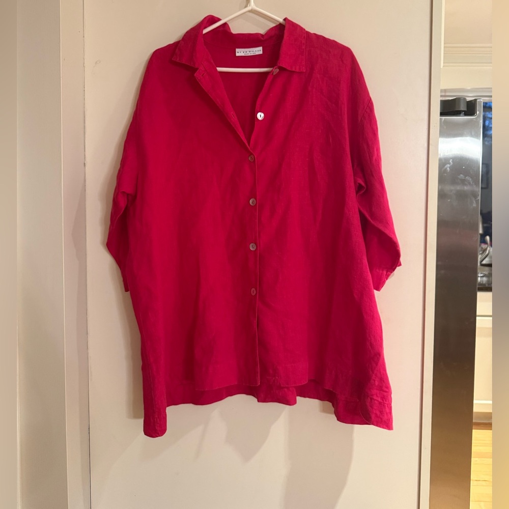 Button-Front Linen Shirt - Women's Top